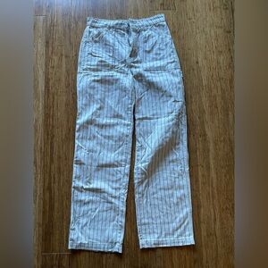 Striped Cargo Jeans in Cream